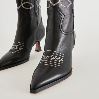 ANGEL BOOTIES BLACK WHITE LEATHER | Dolce Vita