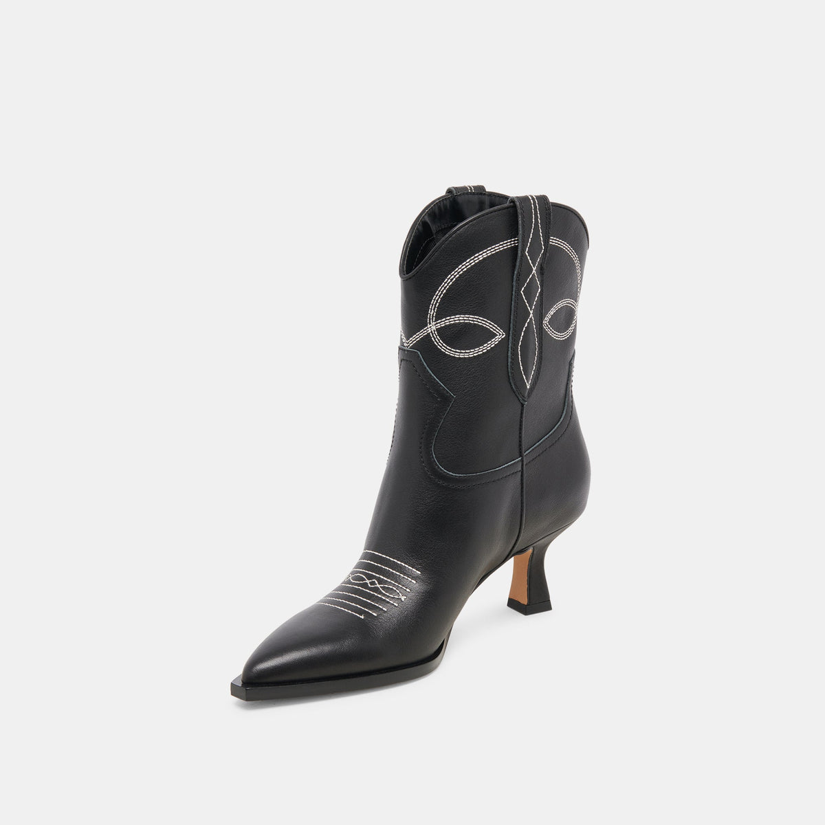ANGEL BOOTIES BLACK WHITE LEATHER | Dolce Vita