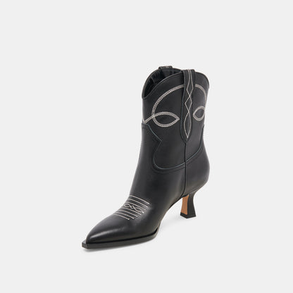 ANGEL BOOTIES BLACK WHITE LEATHER | Dolce Vita