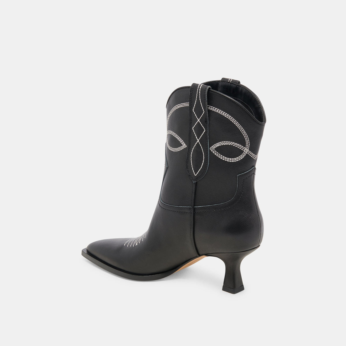 ANGEL BOOTIES BLACK WHITE LEATHER | Dolce Vita