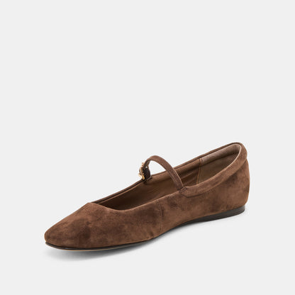 Reyes Dk Brown Suede Ballet Flats | Dolce Vita