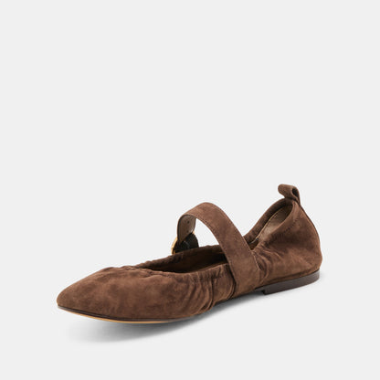 Caely Dk Brown Suede Ballet Flats | Dolce Vita