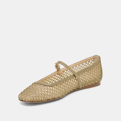 Reyes Olive Woven Raffia Ballet Flats | Dolce Vita