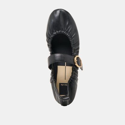Caely Black Leather Ballet Flats | Dolce Vita