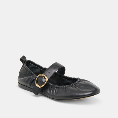 Caely Black Leather Ballet Flats | Dolce Vita