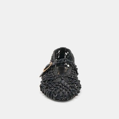 Clair Black Woven Leather Ballet Flats | Dolce Vita