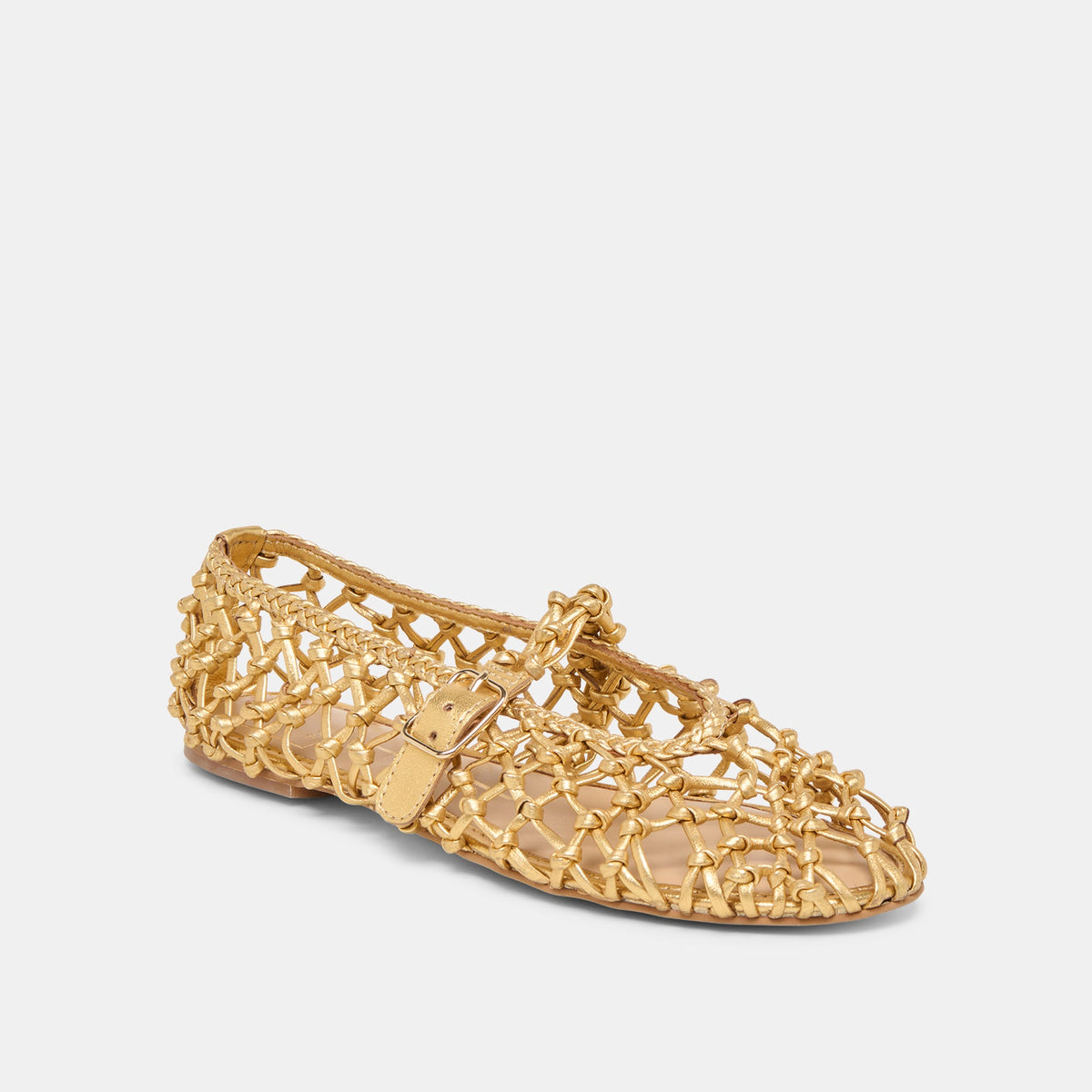 Clair Gold Woven Leather Ballet Flats | Dolce Vita