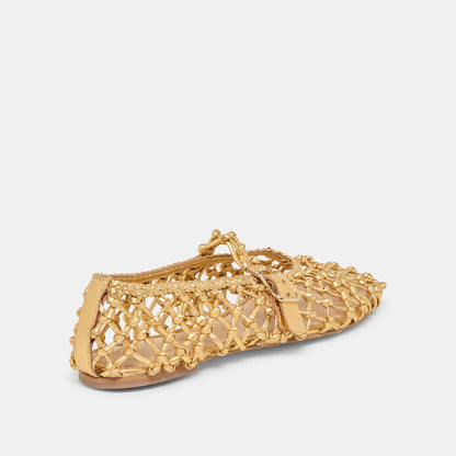 Clair Gold Woven Leather Ballet Flats | Dolce Vita