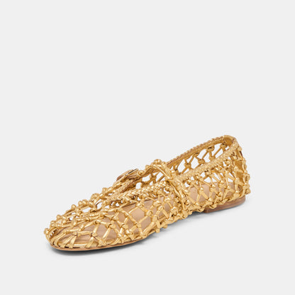 Clair Gold Woven Leather Ballet Flats | Dolce Vita