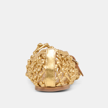 Clair Gold Woven Leather Ballet Flats | Dolce Vita