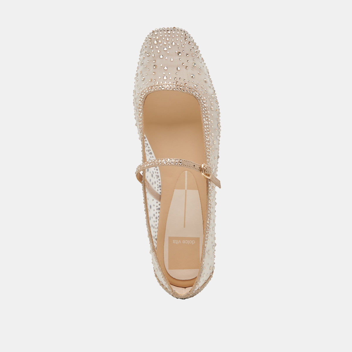 REYES CRYSTAL BALLET FLATS GOLD MESH | Dolce Vita