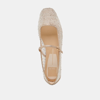 REYES CRYSTAL BALLET FLATS GOLD MESH | Dolce Vita