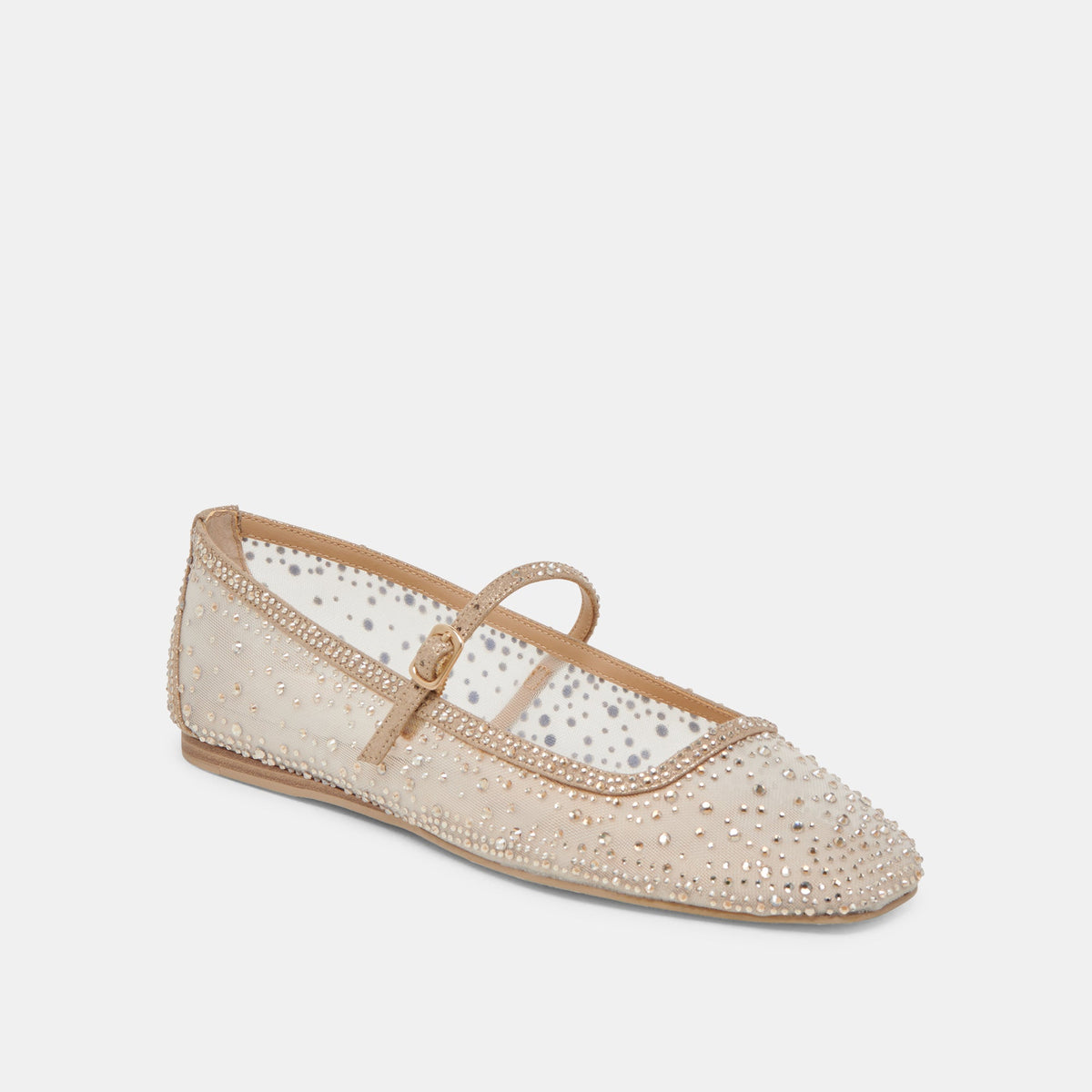 REYES CRYSTAL BALLET FLATS GOLD MESH | Dolce Vita