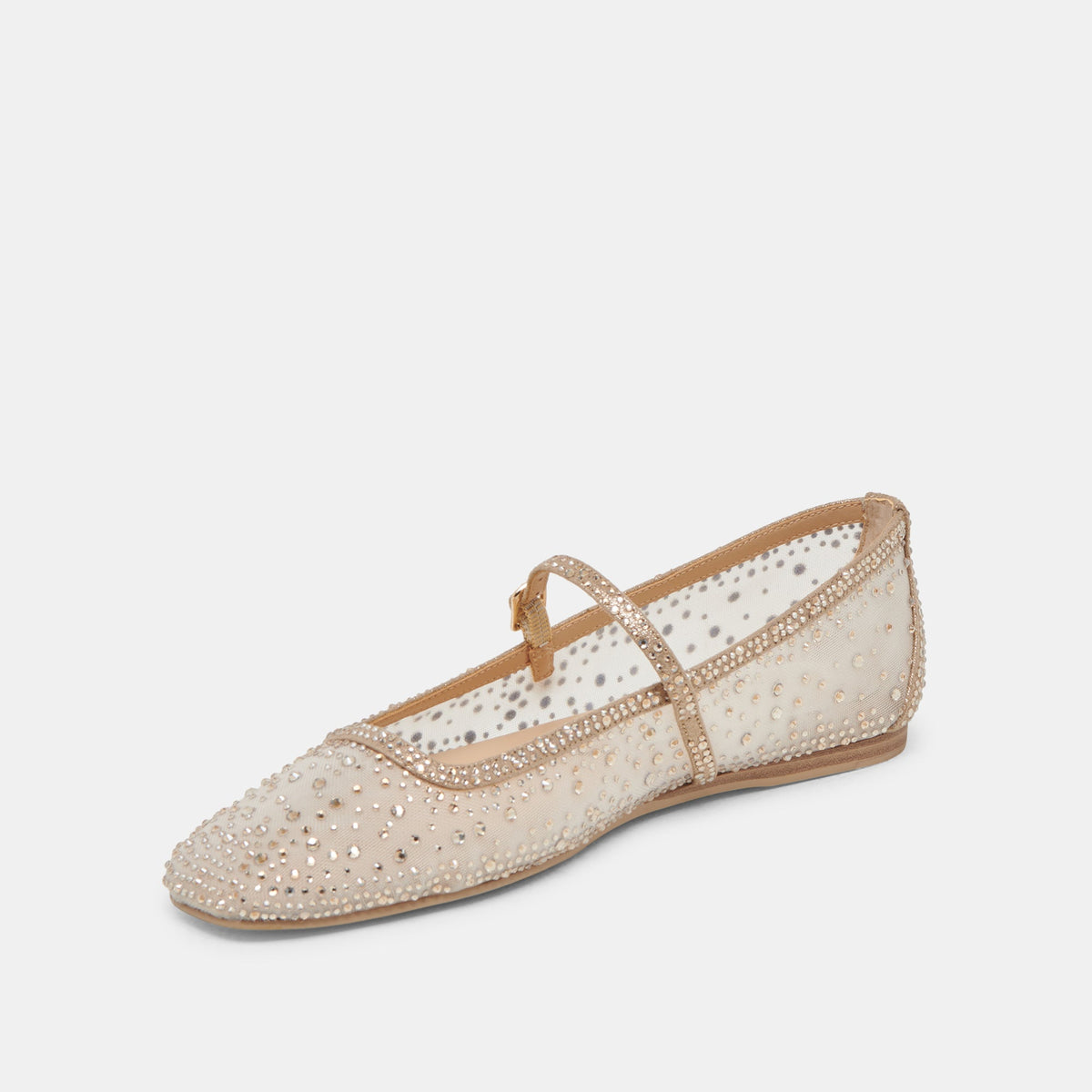 REYES CRYSTAL BALLET FLATS GOLD MESH | Dolce Vita