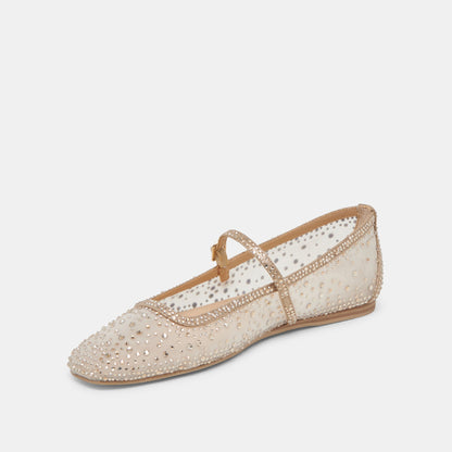 REYES CRYSTAL BALLET FLATS GOLD MESH | Dolce Vita
