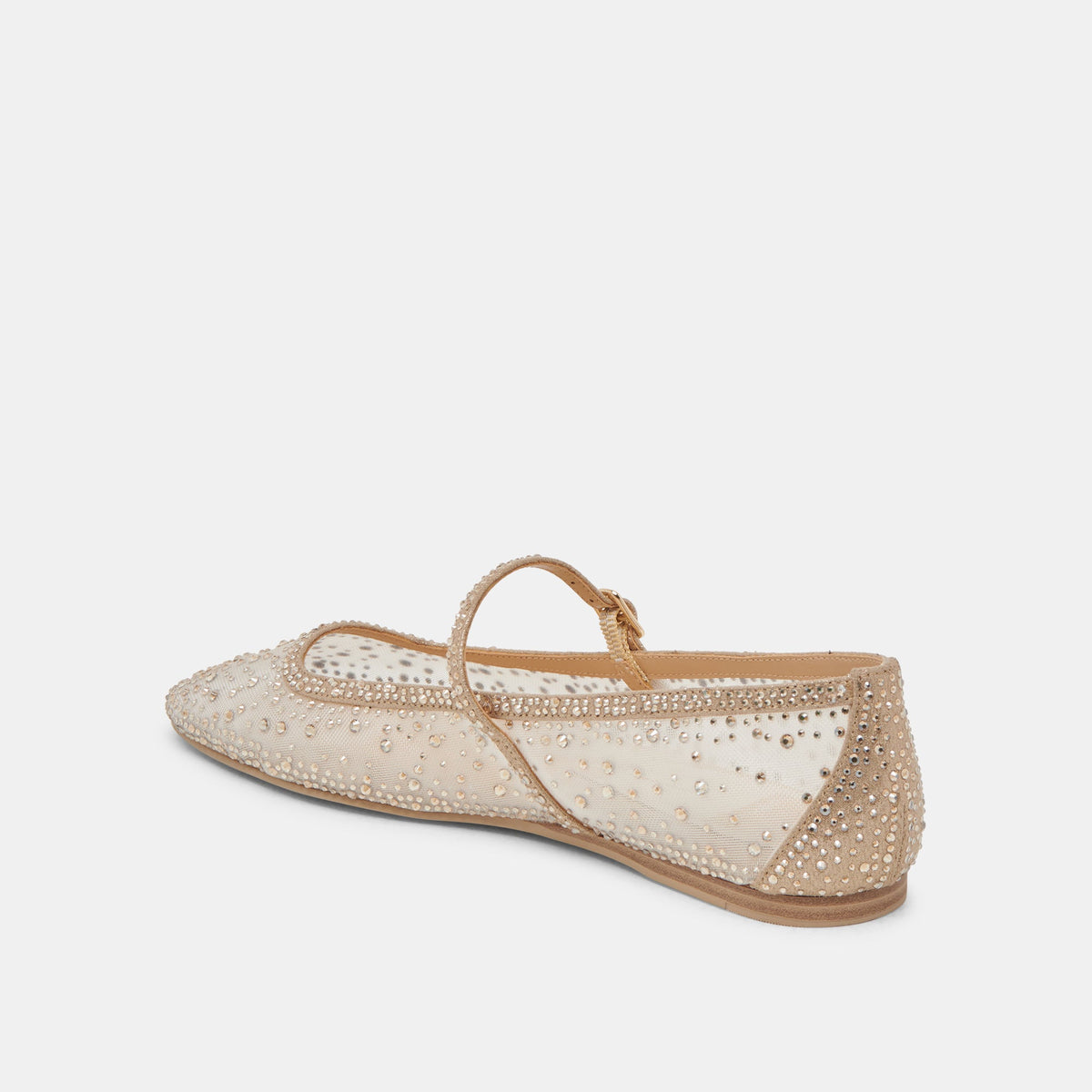 REYES CRYSTAL BALLET FLATS GOLD MESH | Dolce Vita