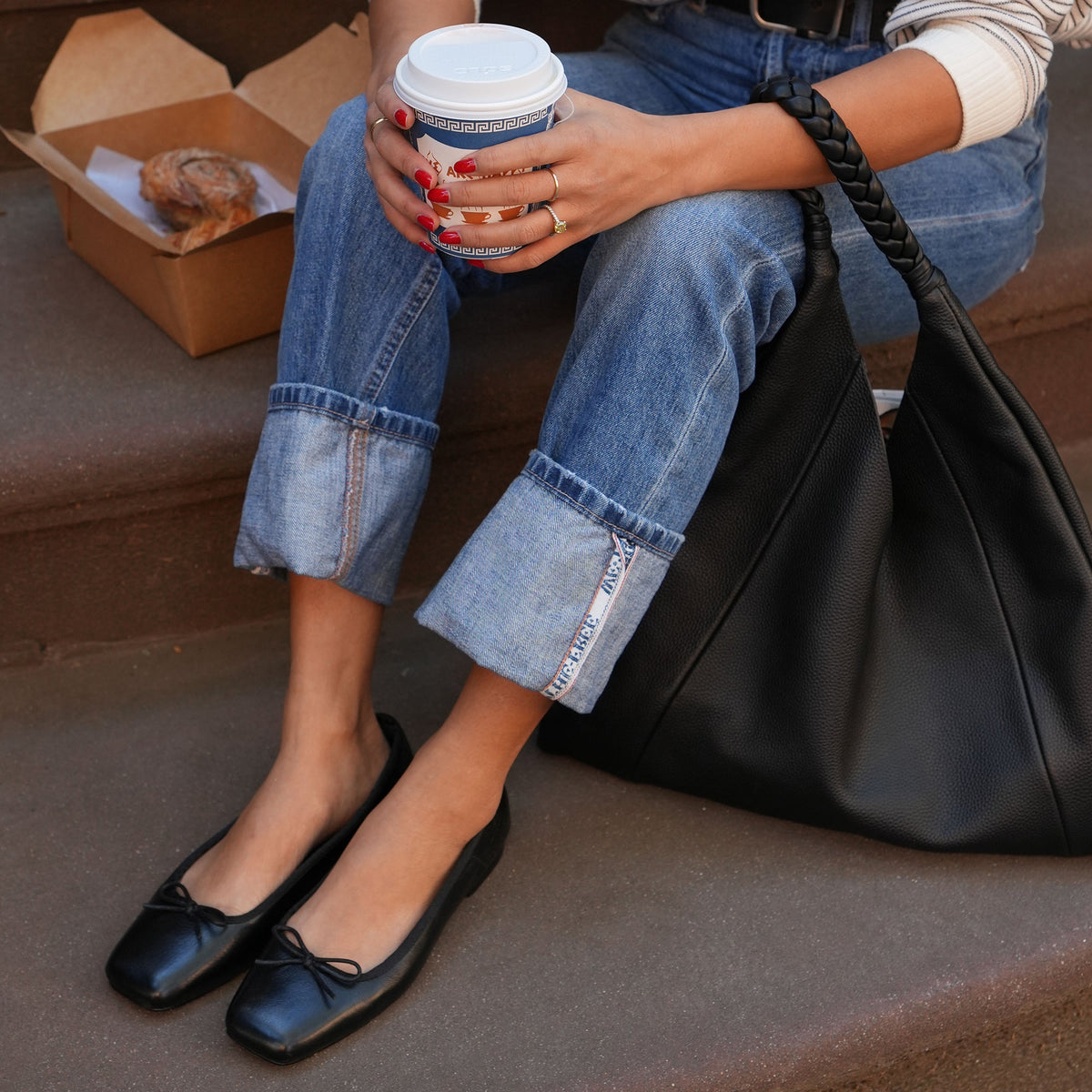 ANISA Ballet Flats Black Leather | Dolce Vita