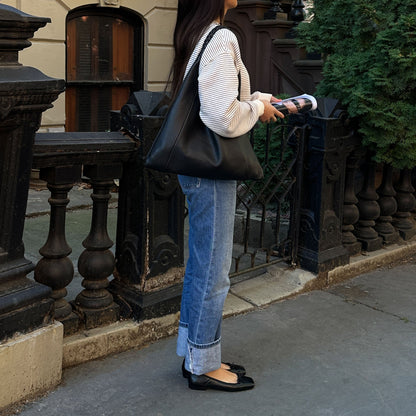 ANISA Ballet Flats Black Leather | Dolce Vita