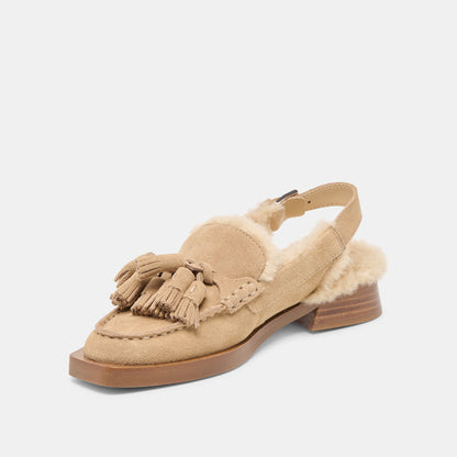 Hamlit Plush Dk Taupe Suede Loafers | Dolce Vita