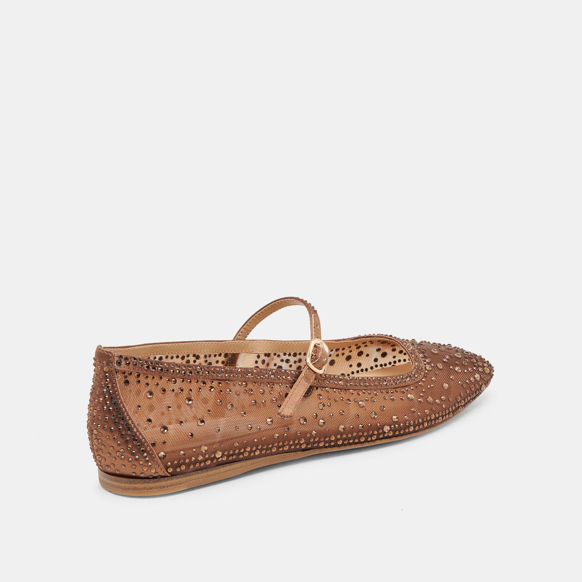 REYES CRYSTAL BALLET FLATS MID BROWN MESH | Dolce Vita