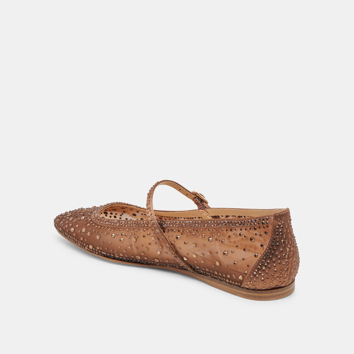 REYES CRYSTAL BALLET FLATS MID BROWN MESH | Dolce Vita