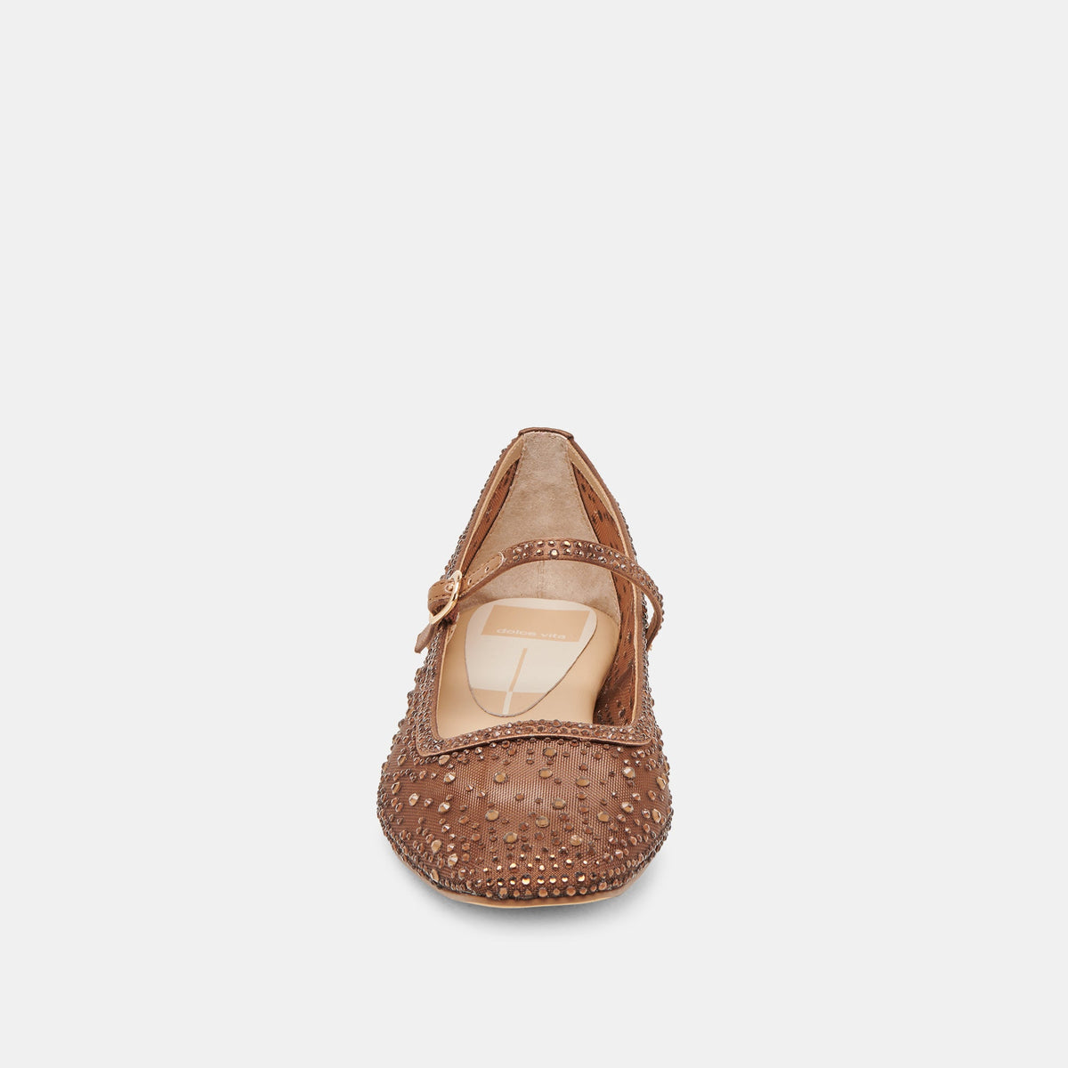 REYES CRYSTAL BALLET FLATS MID BROWN MESH | Dolce Vita