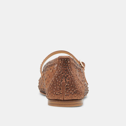 REYES CRYSTAL BALLET FLATS MID BROWN MESH | Dolce Vita