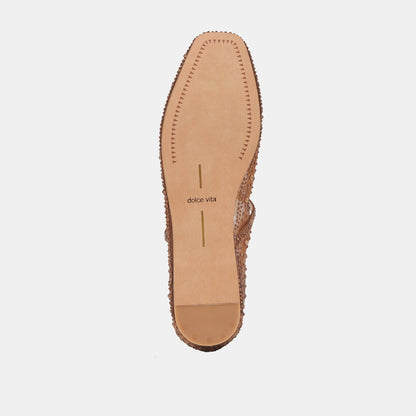 REYES CRYSTAL BALLET FLATS MID BROWN MESH | Dolce Vita