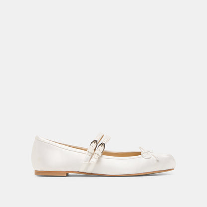 Gibsen True White Satin Ballet Flats | Dolce Vita