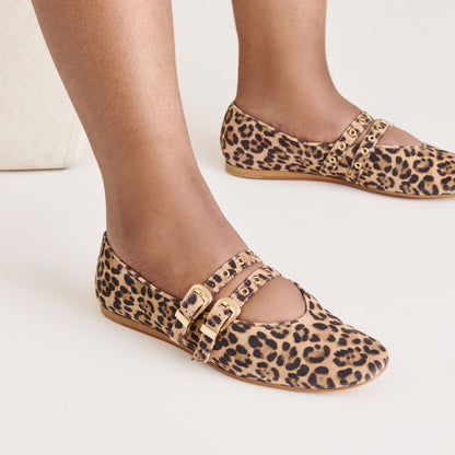 Baylee Grommet Dk Leopard Printed Suede Ballet Flats | Dolce Vita