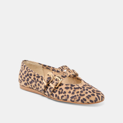 Baylee Grommet Dk Leopard Printed Suede Ballet Flats | Dolce Vita
