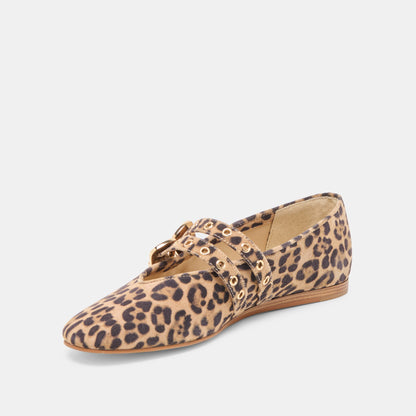 Baylee Grommet Dk Leopard Printed Suede Ballet Flats | Dolce Vita