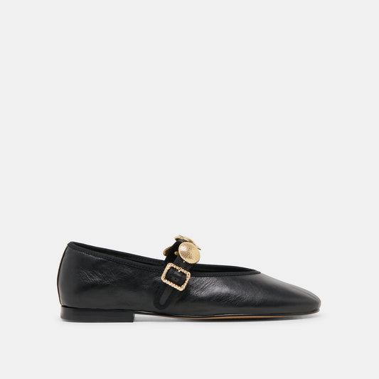 Relan Black Leather Ballet Flats | Dolce Vita