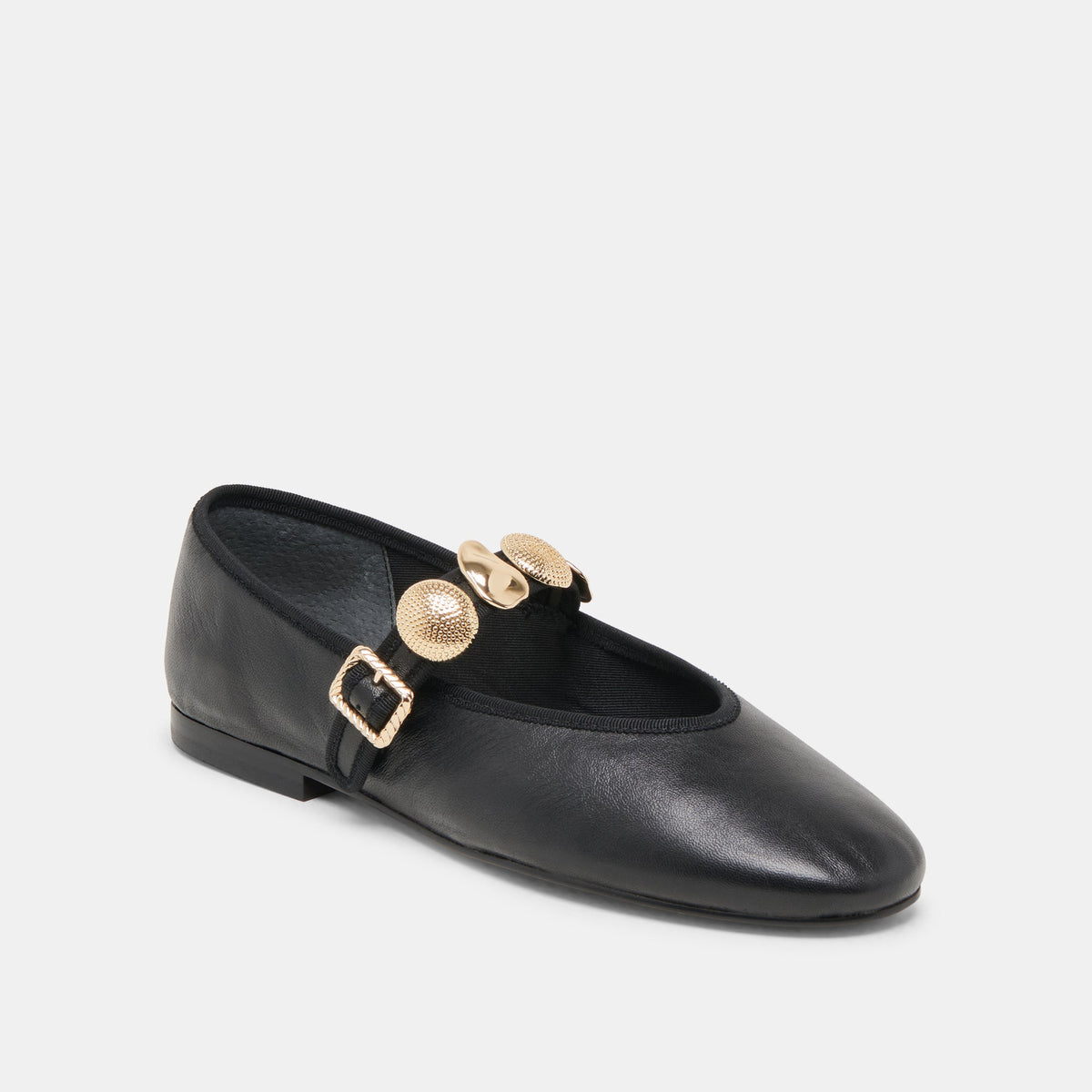 Relan Black Leather Ballet Flats | Dolce Vita