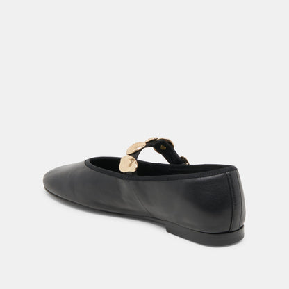 Relan Black Leather Ballet Flats | Dolce Vita