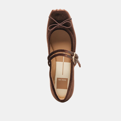 Gibsen Chocolate Velvet Ballet Flats | Dolce Vita