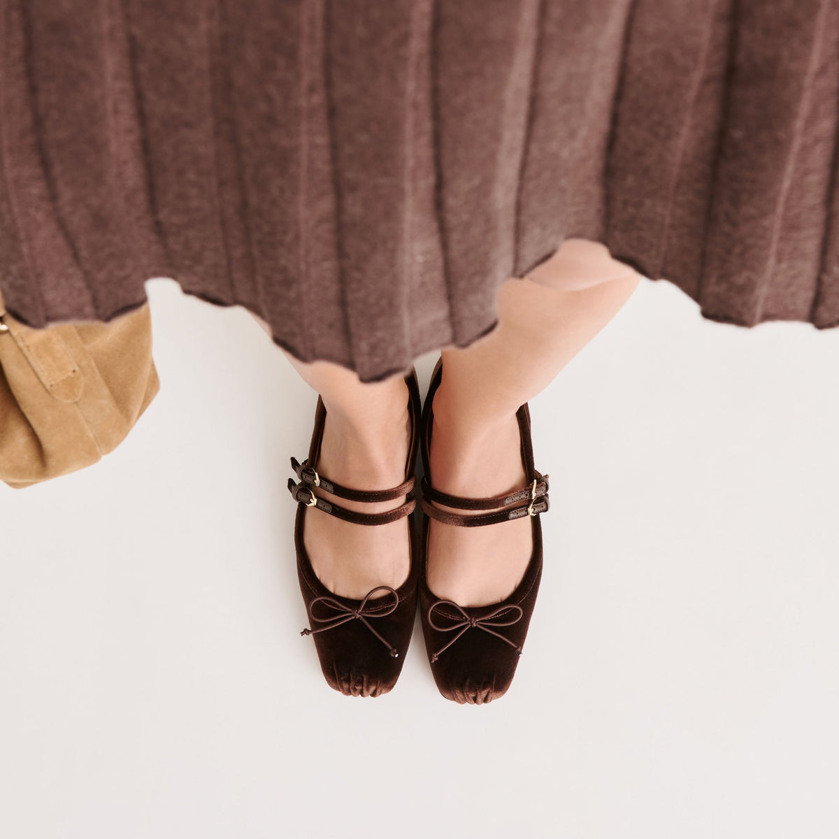 Gibsen Chocolate Velvet Ballet Flats | Dolce Vita