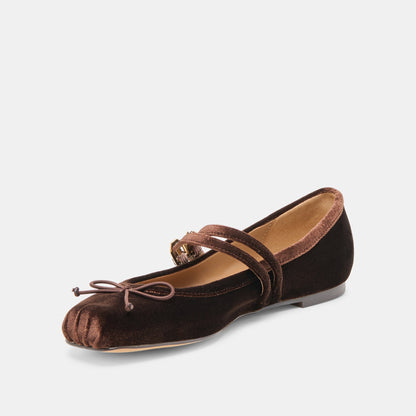 Gibsen Chocolate Velvet Ballet Flats | Dolce Vita