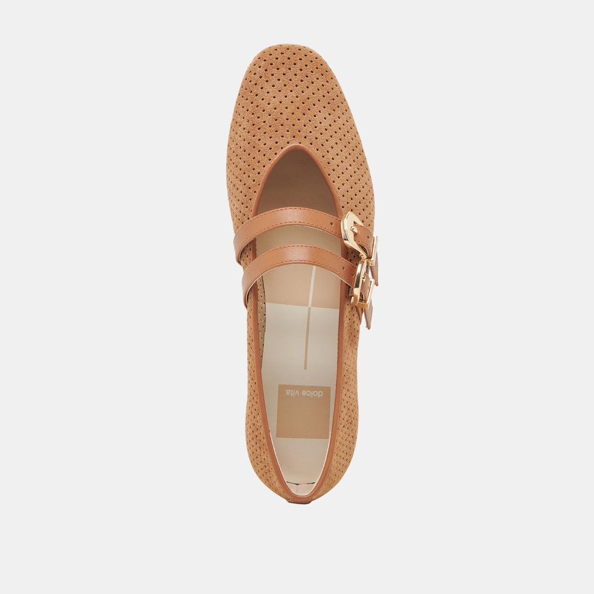 Baylee Pecan Perforated Suede Ballet Flats | Dolce Vita