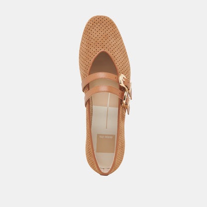 Baylee Pecan Perforated Suede Ballet Flats | Dolce Vita