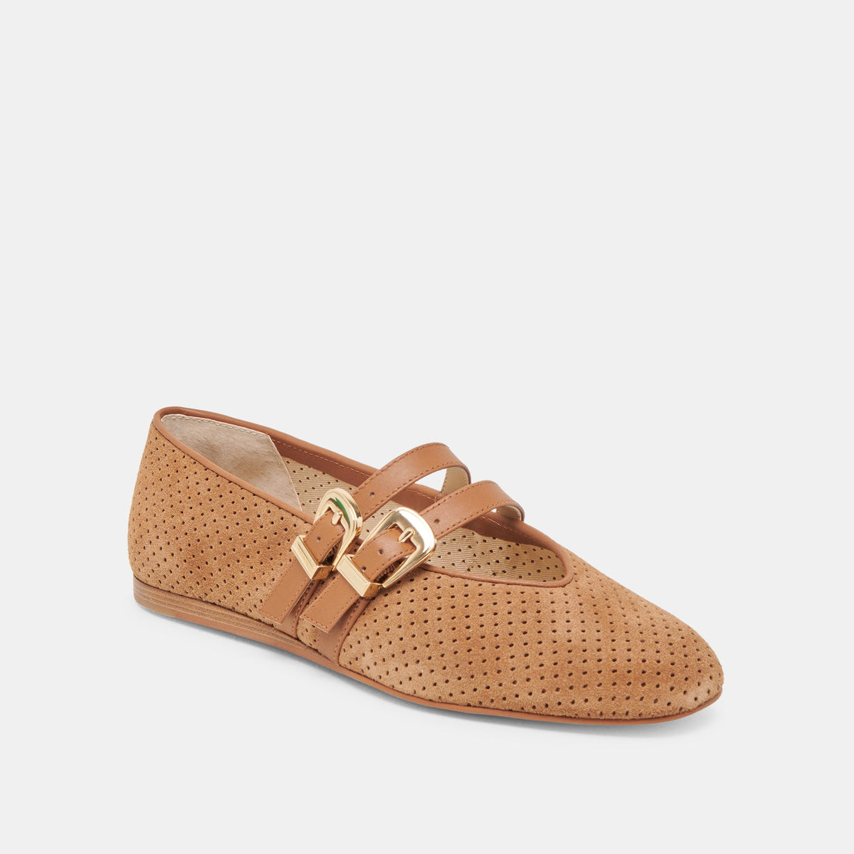 Baylee Pecan Perforated Suede Ballet Flats | Dolce Vita