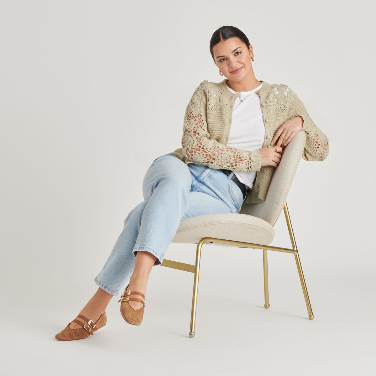 Baylee Pecan Perforated Suede Ballet Flats | Dolce Vita