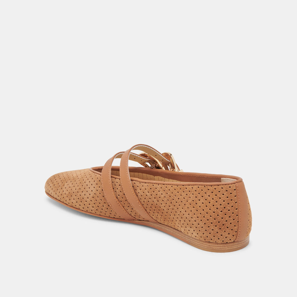 Baylee Pecan Perforated Suede Ballet Flats | Dolce Vita