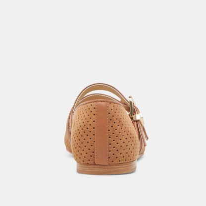 Baylee Pecan Perforated Suede Ballet Flats | Dolce Vita