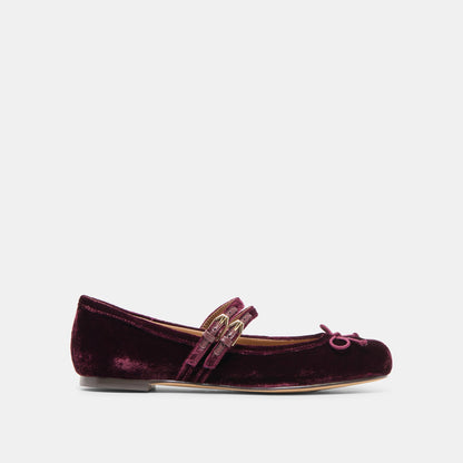 Gibsen Burgundy Velvet Ballet Flats | Dolce Vita