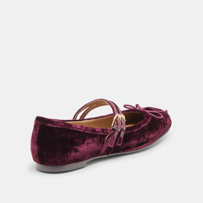 Gibsen Burgundy Velvet Ballet Flats | Dolce Vita