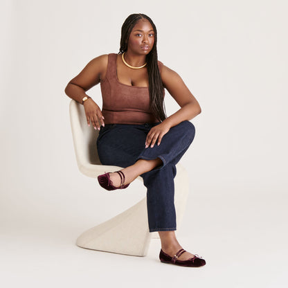 Gibsen Burgundy Velvet Ballet Flats | Dolce Vita