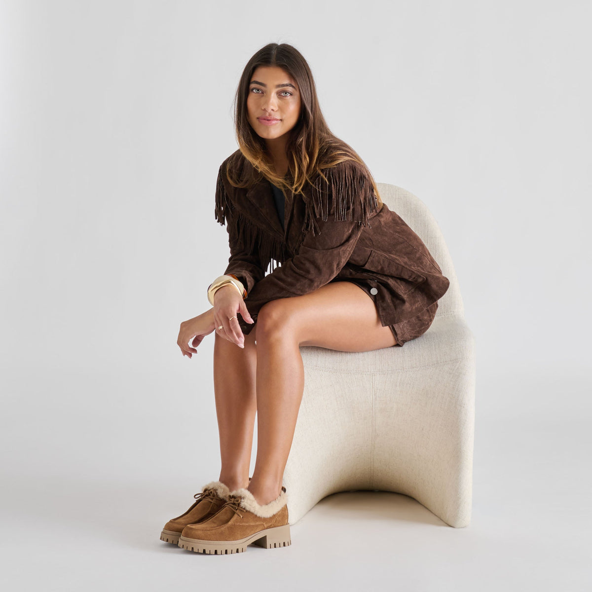 Milza Plush Lt Brown Suede Loafers | Dolce Vita