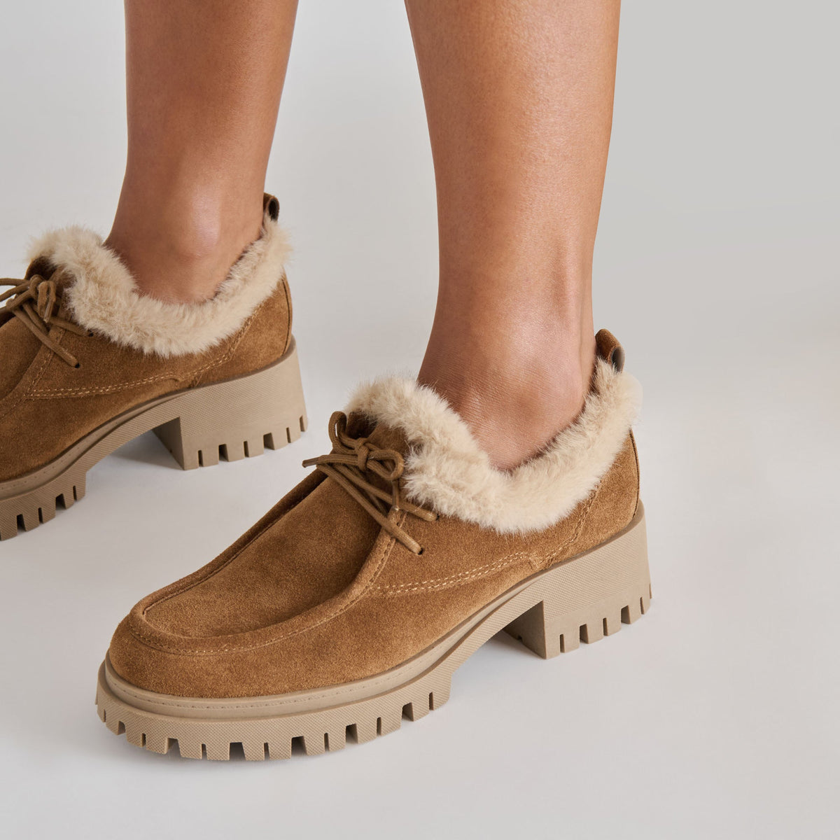 Milza Plush Lt Brown Suede Loafers | Dolce Vita