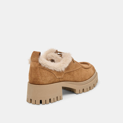 Milza Plush Lt Brown Suede Loafers | Dolce Vita